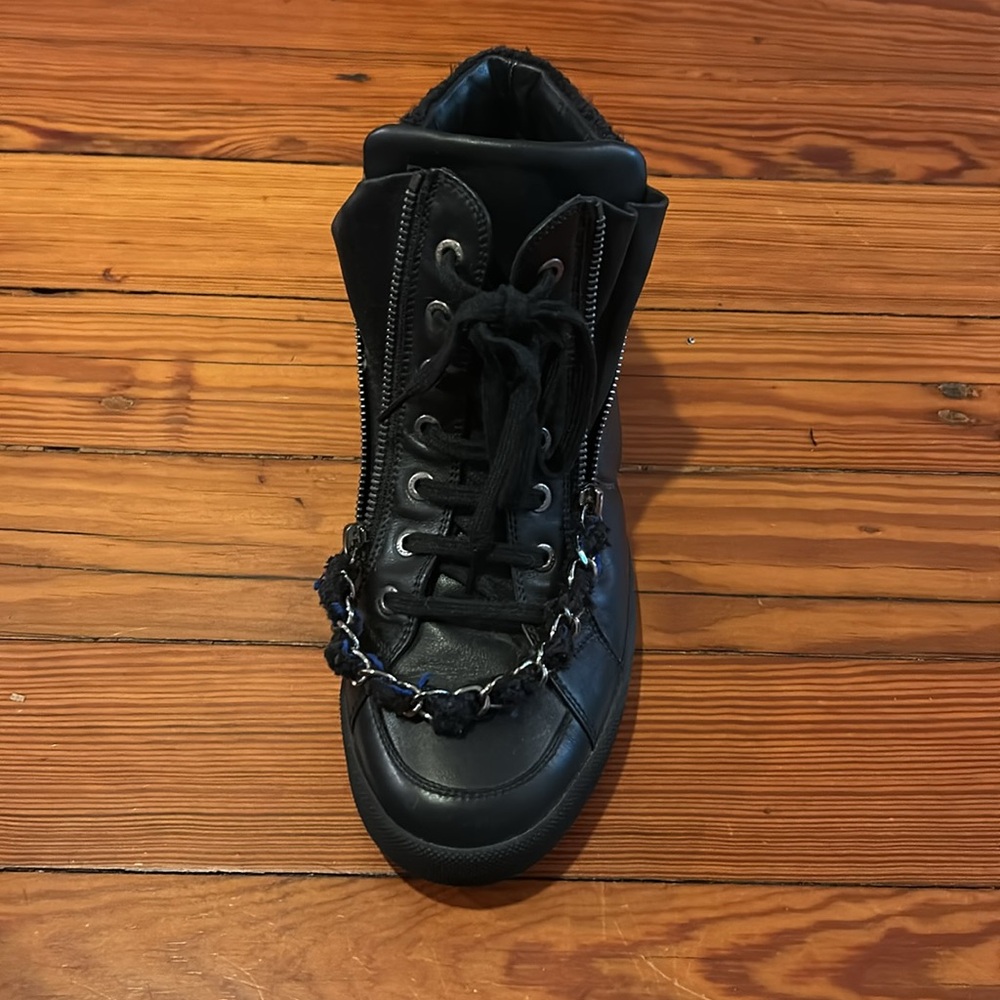 Chanel Leather and Tweed High Top Sneakers - Picture 10 of 16